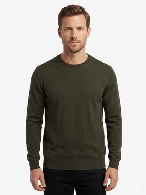 Stewart of Scotland Merino Wool Sweater Men's Large Charcoal Gray Crewneck Knit